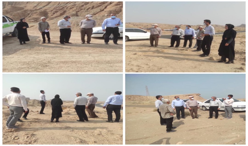 بازديد مدیر کل و تیم ارزیابی از اراضی ملی  مدنظر به منظور واگذاري به شهرك صنعتي در شهرستان گناوه 