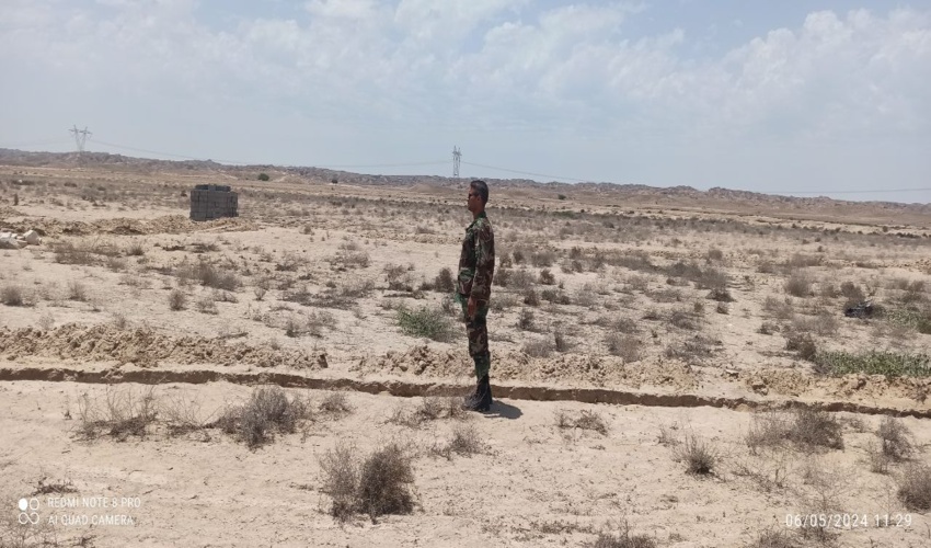 خلع ید و رفع تصرف ۶۵/۳۳ متر مربع از اراضی ملی در شهرستان تنگستان